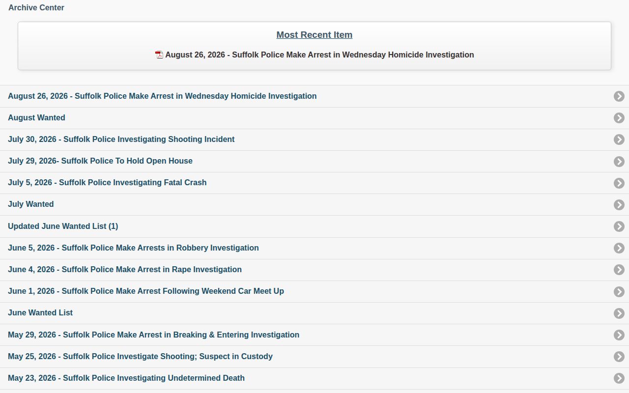 Official Suffolk Police Media Releases archive source page